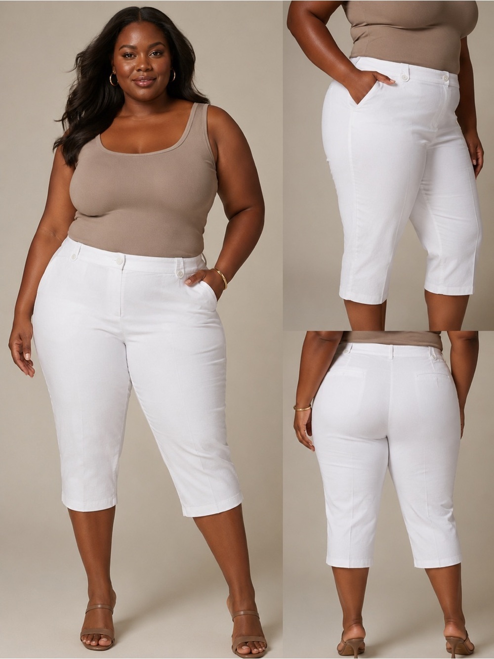 CATO Woman White Cropped Capri Pants Size 22W (1384)